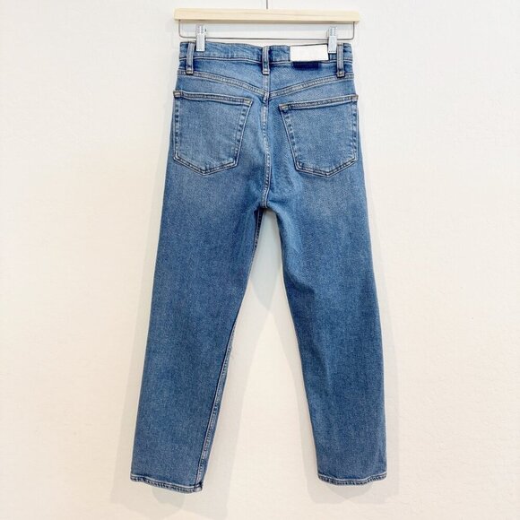 Re/Done Denim 70s Stove Pipe Button Fly Distressed Hole High Rise Jean Casual 27 - Picture 11 of 12